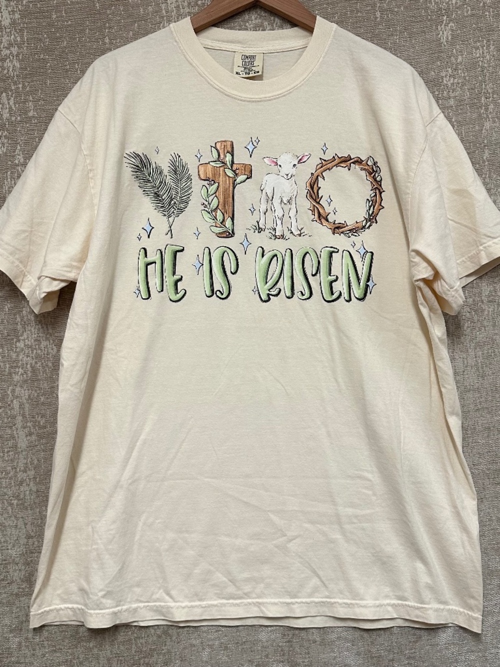 Comfort Colors Graphic T-Shirt Faith He is Risen Size XL